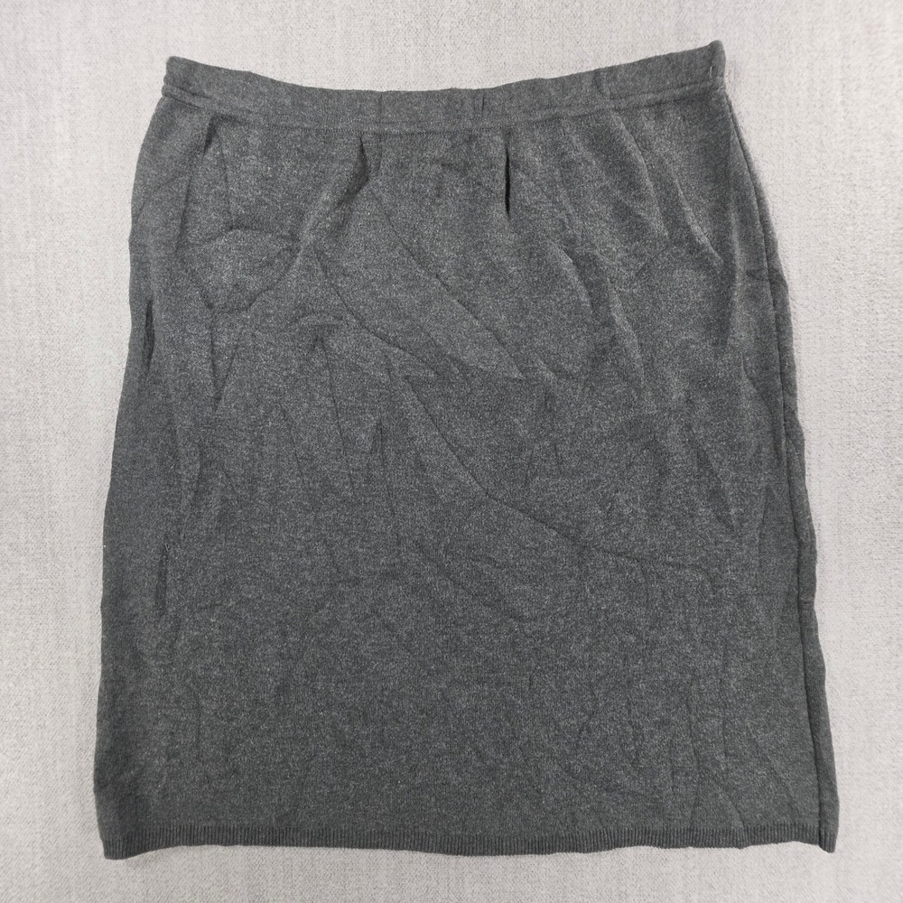 Jaclyn Smith Knit Skirt Womens Medium Gray Elastic Waist Straight Pencil 669